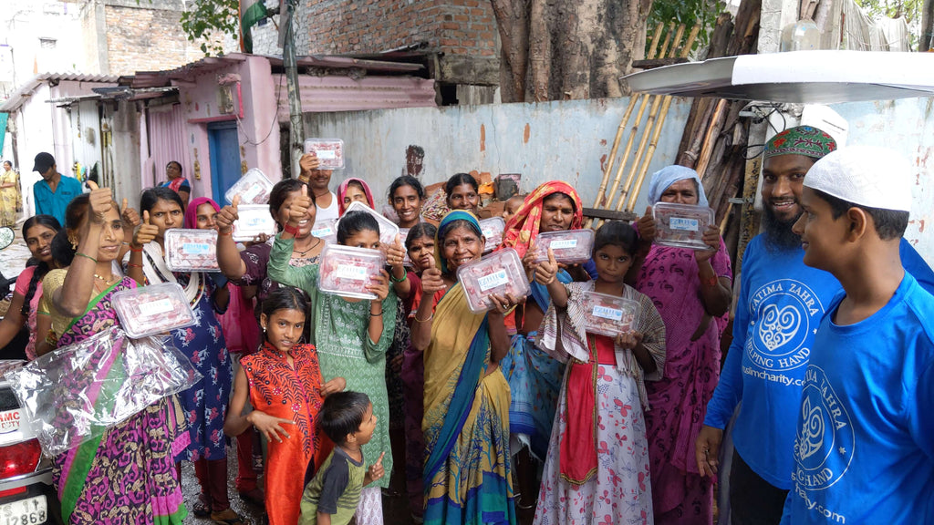 Hyderabad, India - Participating in Holy Qurbani Program & Mobile Food Rescue Program by Processing, Packaging & Distributing Holy Qurbani Meat from 20 Holy Qurbans to Madrasa Students, Laborers, Homeless & Less Privileged Families