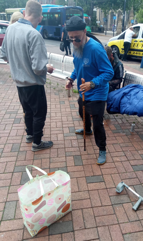 Sheffield, UK - Honoring Holy Wiladat (Birthday) of Sultan al Awliya Fard Alam Shahe Kul Mawlana Shaykh Shah Bahauddin Naqshband Uwaisi al Bukhari ق ع by Distributing Hot Meals & Cold Water Bottles to Local Community's Homeless & Less Privileged People
