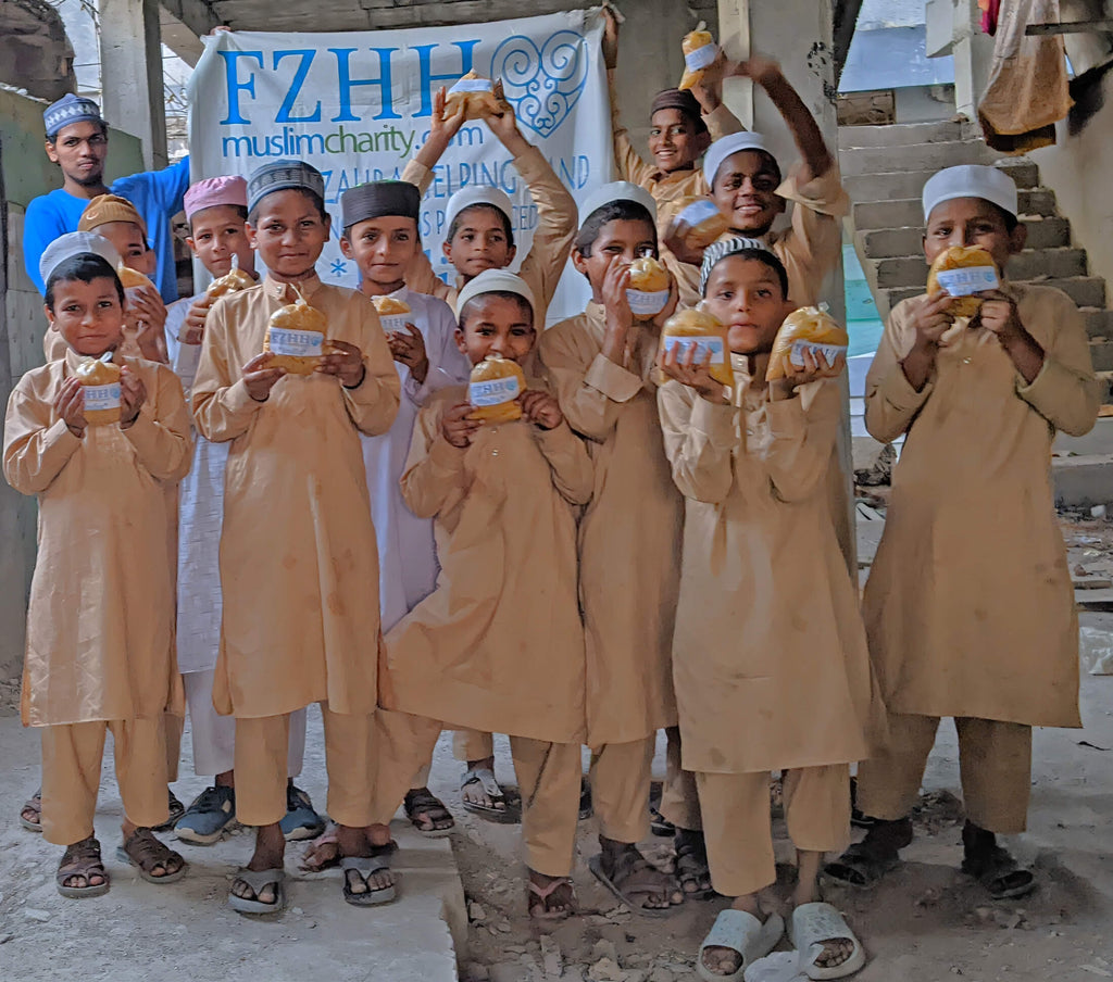 Hyderabad, India - Participating in Mobile Food Rescue Program by Distributing Hot Meals to Madrasa Students & Serving Hot Meals to Less Privileged Families