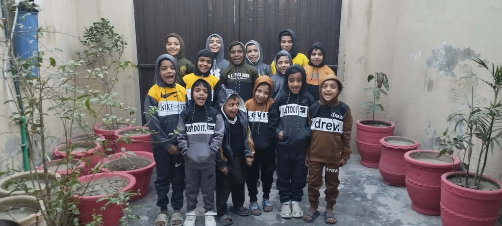 Lahore, Pakistan - Participating in Orphan Support Program by Distributing Brand New Warm Winter Clothes & Fresh Juice to 16+ Beloved Orphans at Local Community's Orphanage