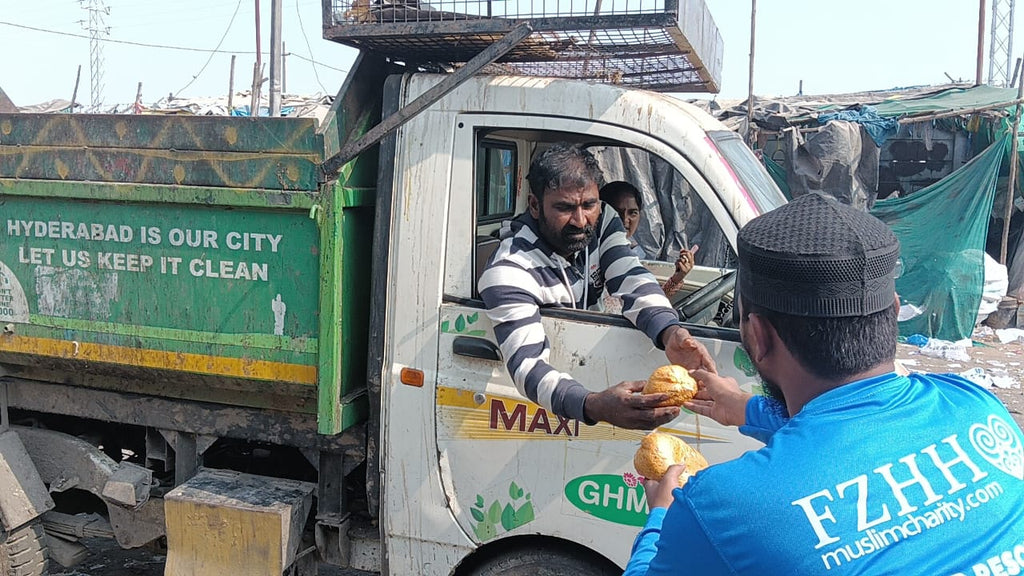 Hyderabad, India - Participating in Our Mobile Food Rescue Program by Preparing, Packaging, Serving & Distributing Hot Homemade Meals to 150+ Less Privileged Homeless Families