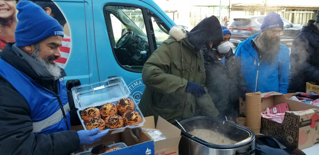 Vancouver, Canada - Participating in Mobile Food Rescue Program by Serving Hot Meals with Drinks & Desserts & Distributing Warm Apparel to Local Community's Homeless & Less Privileged People